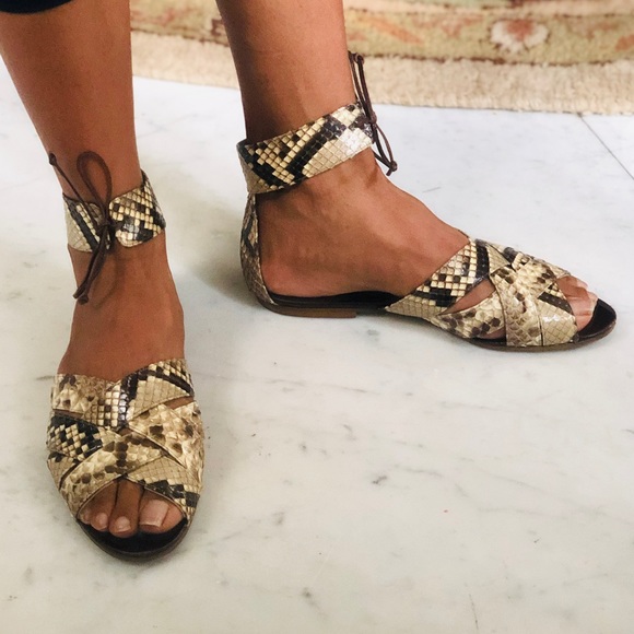 Vintage Hiroko Koshino Python Ankle-Wrap Sandals - Picture 3 of 8